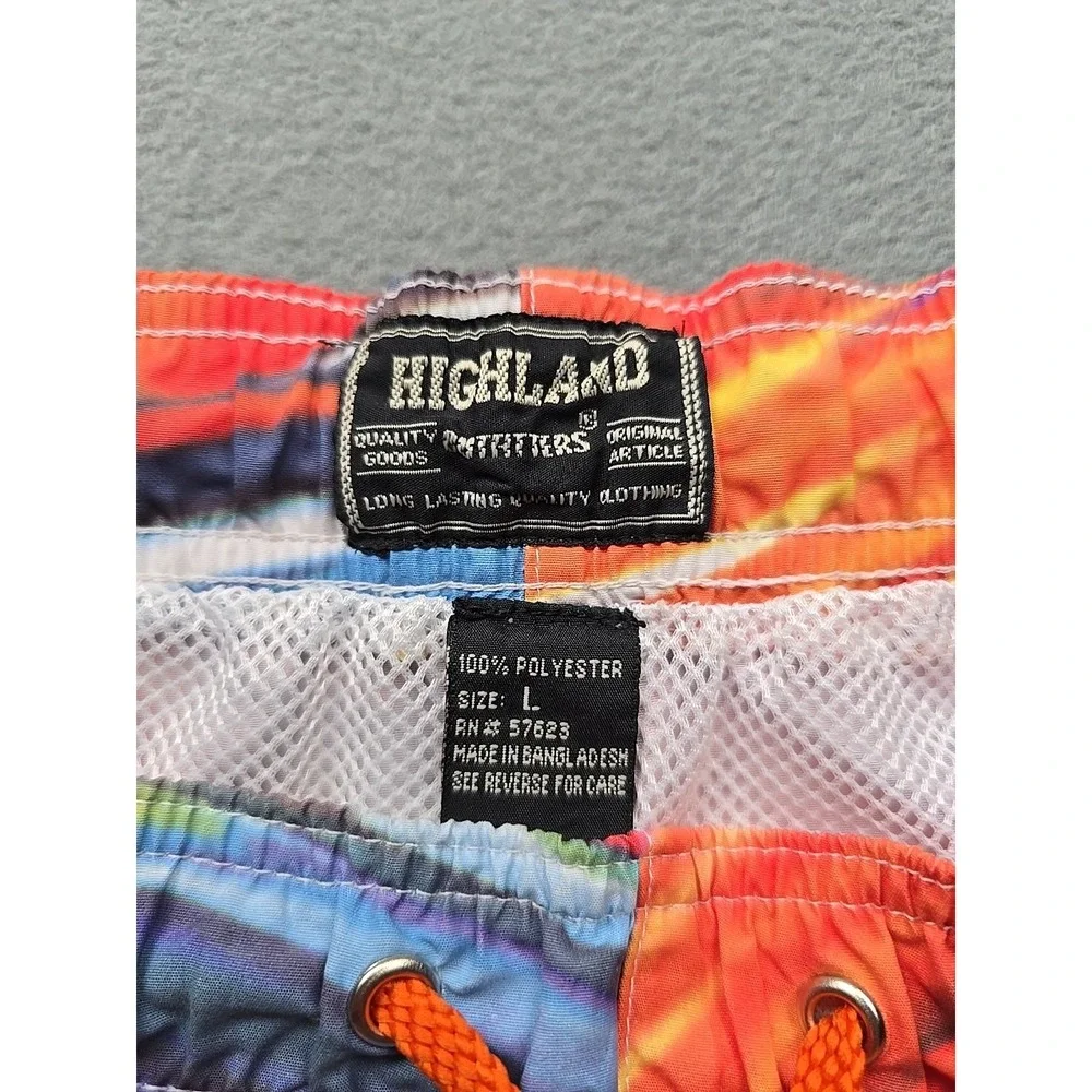 Highland Outfitters Mens Size L Multicolor Swirl Rainbow‎ Swim Beach Shorts